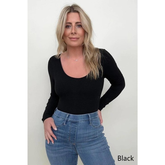 Bodysuit with Built-In Bra In Black Size 1X - Picture 3 of 6